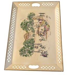 Retro cottage core home decor Nashco painted Paris France large 17”x23”